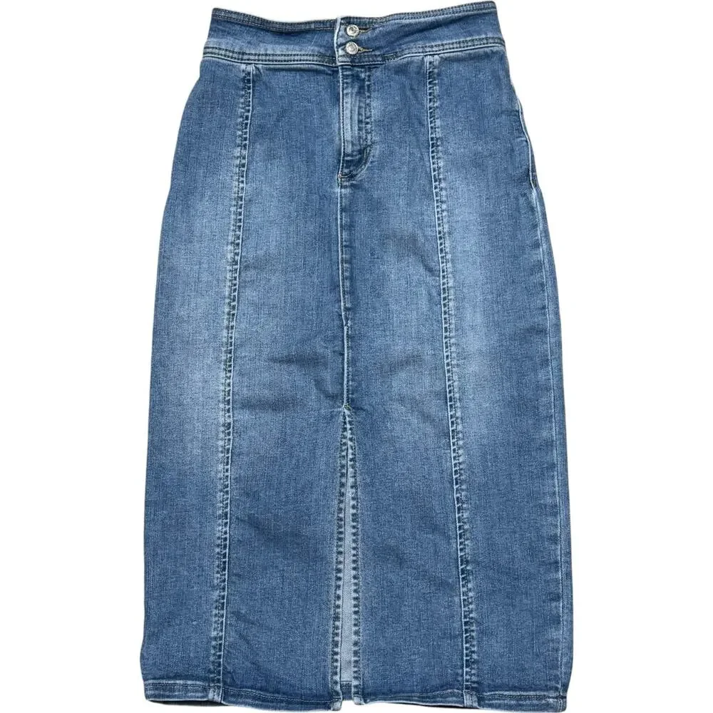 We The Free Maddie Midi Length Denim Jean Skirt 25